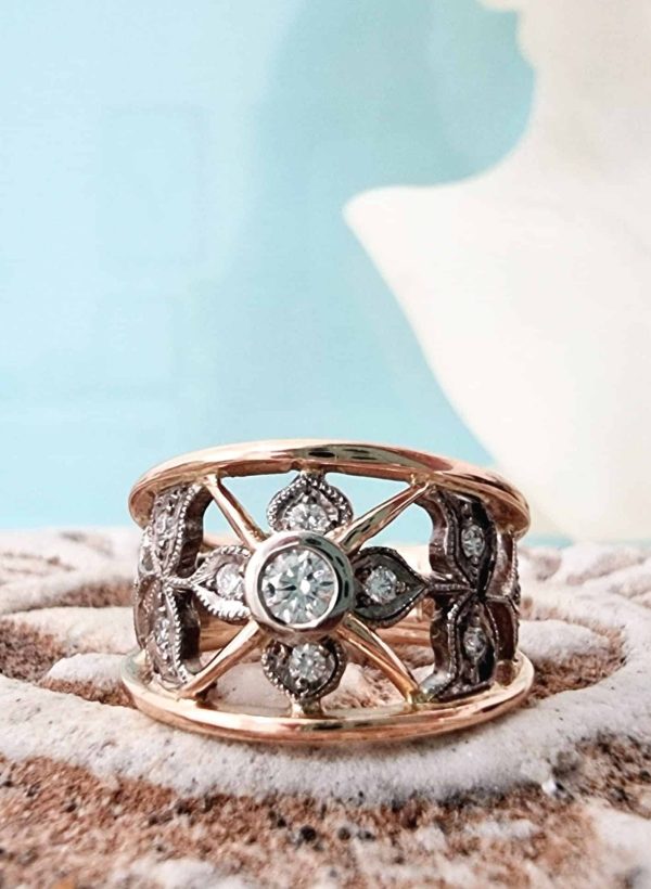 18ct Rose Gold Art Deco inspired Diamond Ring